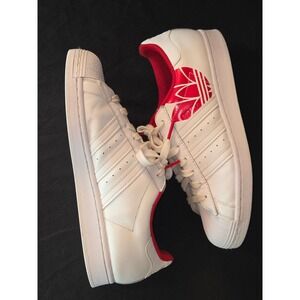 Adidas Superstar White Red Trefoil Logo Sneakers Men's Size 9.5‎ FY2828 Shoes